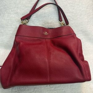 Coach Burgundy Pebbled Leather Shoulder Bag with Gold Hardware